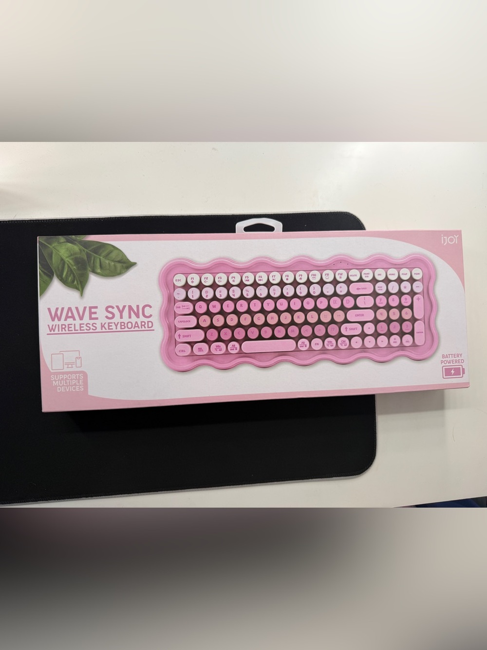 IJoy Wave Sync Compact Round Key Wireless QWERTY Keyboard Pink IJ10498-TT